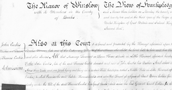 Upper left part of John Curtis's deed